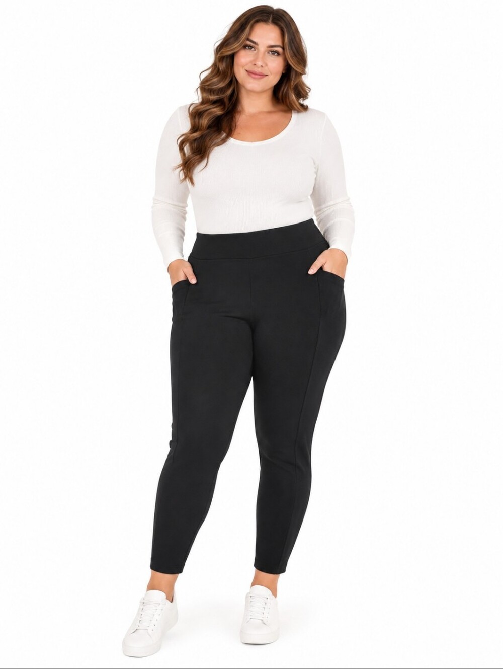 Wool& Terra Ponte Leggings 3X Black Merino Wool Pocket Pants